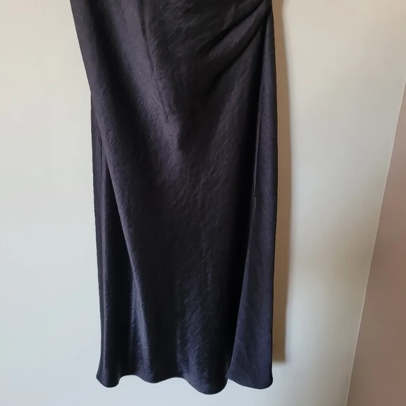 NWT Aritzia Wilfred Scenery Faux Wrap Black Satin Midi Slip Dress Size Medium - Picture 7 of 10